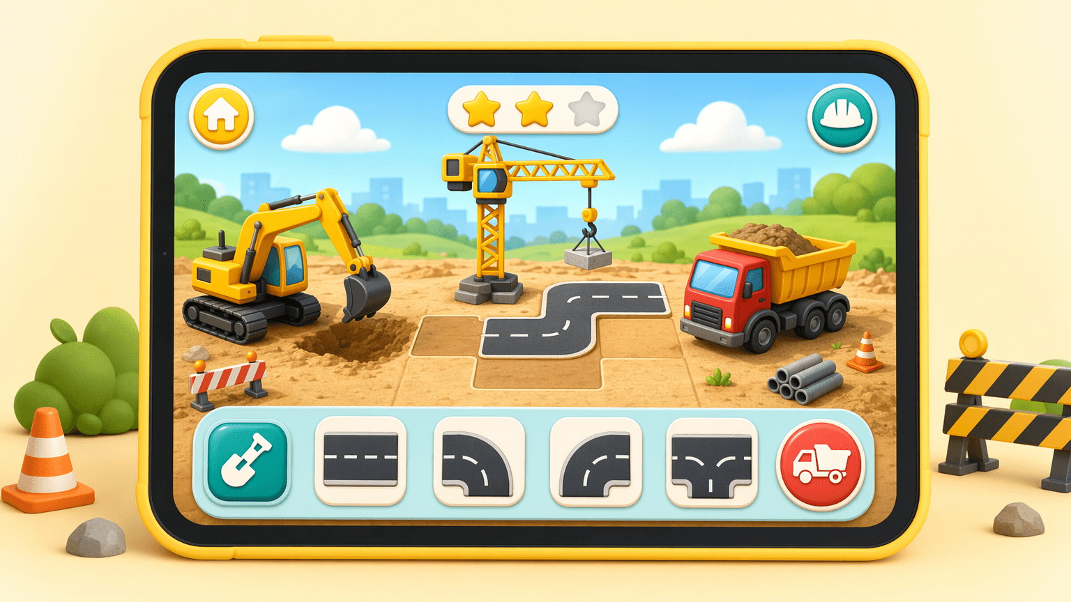 Construction Crew educational app interface preview